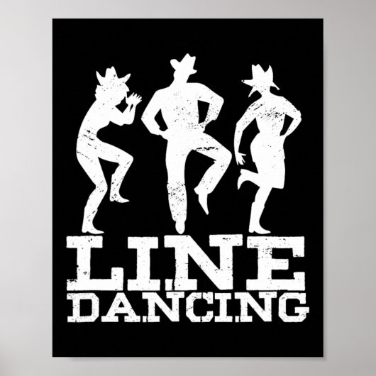 Linedance Dancing Dancer Muziek Western Gift Poster (Voorkant)