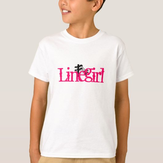 Linegirl Basic White T-shirt-roze T-shirt (Voorkant)