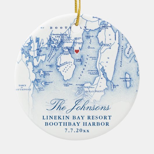 Linekin Bay Resort Kaart Pas getrouwd Eerste Kerst Keramisch Ornament (Voorkant)