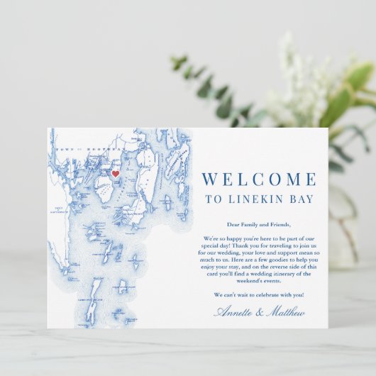Linekin Bay Resort Maine Huwelijkswelkomstroute Bedankkaart (Staand voorkant)