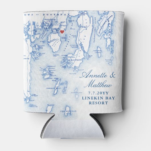 Linekin Bay Resort Maine Kaart Trouwgunst Drink Blikjeskoeler (Voorkant)