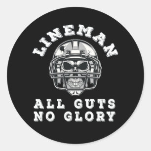 Lineman alle ingewanden zonder glorie football ronde sticker
