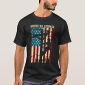 Lineman American Flag Electric Cable Gift Patrioti T-shirt (Voorkant)
