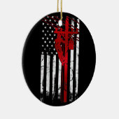 Lineman American Flag Electric Cable Lineman Keramisch Ornament (Rechts)