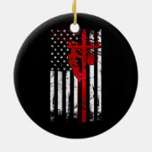 Lineman American Flag Electric Cable Lineman Keramisch Ornament (Achterkant)
