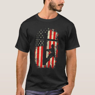 Lineman American Flag Electric Cable Lineman T-shirt