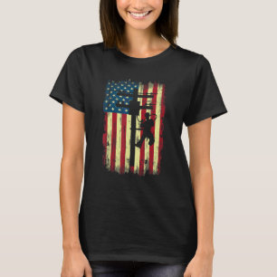 Lineman American Flag Electric Cable Lineman T-shirt