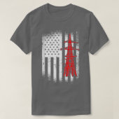 Lineman American Flag Retro Electricia Labour Day T-shirt (Design voorkant)