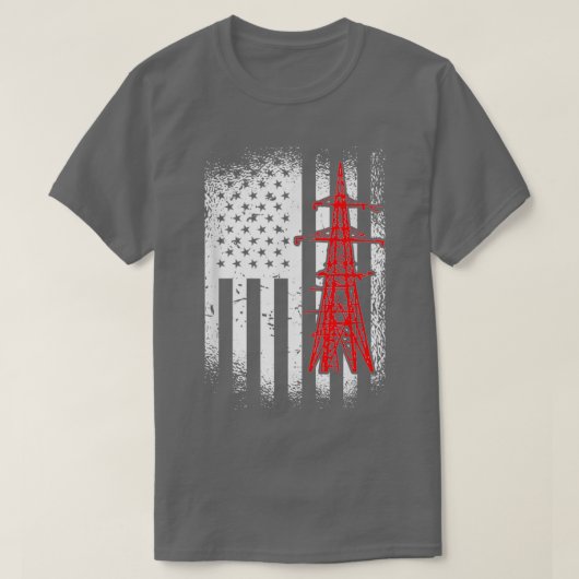 Lineman American Flag Retro Electricia Labour Day T-shirt (Design voorkant)