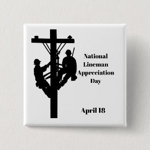 Lineman Appreciation Day Button - Twee Mannen op o