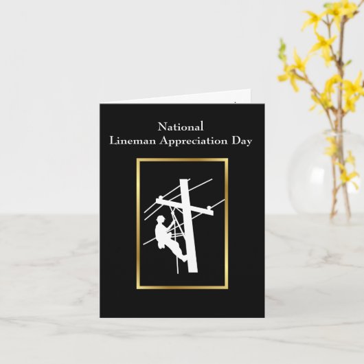 Lineman Appreciation Day White Silhouette Kaart (Gele Bloem)