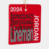 Lineman Extraordinaire CUSTOM Keramisch Ornament (Rechts)