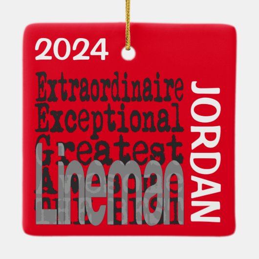 Lineman Extraordinaire CUSTOM Keramisch Ornament (Achterkant)