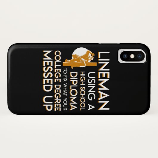 Lineman Fix College Degree Up Case-Mate iPhone Case (Achterkant (horizontaal))