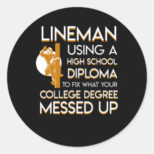 Lineman Fix College diploma verpest Ronde Sticker