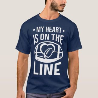 Lineman Football mijn hart ligt op het lijnenoffen T-shirt