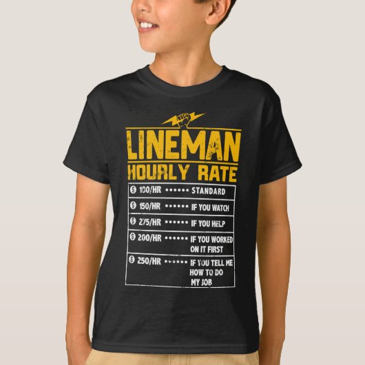 Lineman Funny-cadeau per uur voor Lineman T-shirt (Voorkant)