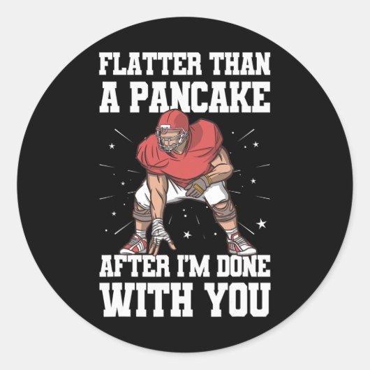 Lineman Funny Pancake Blokkeert Football Speler Ronde Sticker (Voorkant)
