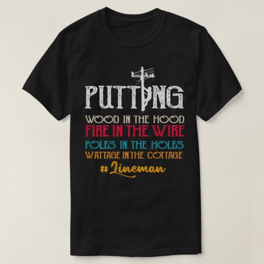 Lineman geeft een Afbeelding van de grappige lijnw T-shirt (Design voorkant)