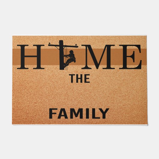 Lineman Home Doormat, persoonlijke Lineman Familie Deurmat (Voorkant)