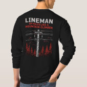 Lineman-Humor: Verhoog de polen als een bergbeklim T-shirt (Achterkant)