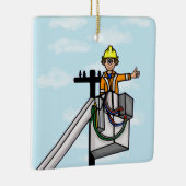 Lineman in Bucket Personalized Name Ornament (Rechts)