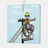 Lineman in Bucket Personalized Name Ornament (Links)