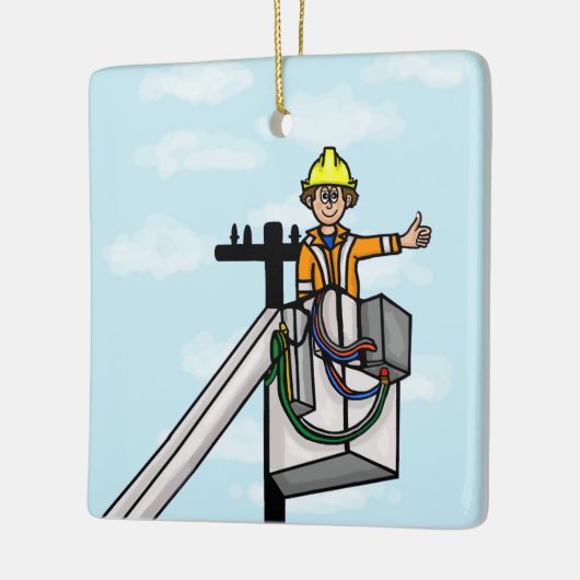 Lineman in Bucket Personalized Name Ornament (Links)