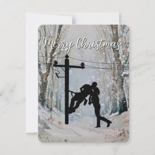 Lineman-kerstkaart Feestdagenkaart (Voorkant)