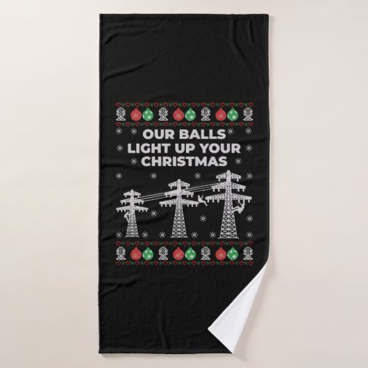 Lineman Kerstmis onze vallen lichten op Badhanddoek (Badhanddoek)