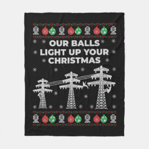 Lineman Kerstmis onze vallen lichten op Fleece Deken