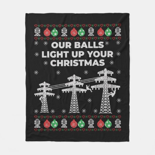 Lineman Kerstmis onze vallen lichten op Fleece Deken (Voorkant)