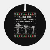 Lineman Kerstmis onze vallen lichten op Glas Ornament (Achterkant)