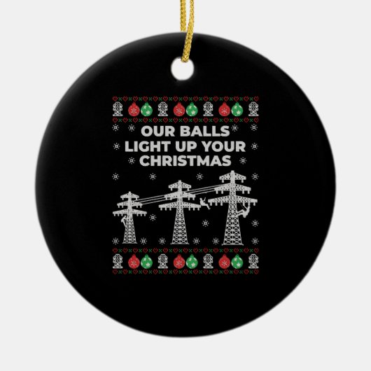Lineman Kerstmis onze vallen lichten op Keramisch Ornament (Voorkant)