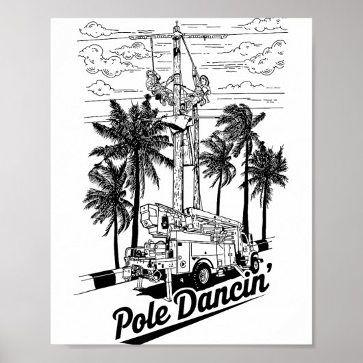 Lineman Le Dancin' Electrician Gift For Men Husban Poster (Voorkant)