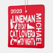 Lineman Loves Cats CUSTOM Keramisch Ornament (Links)