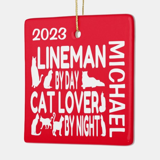 Lineman Loves Cats CUSTOM Keramisch Ornament (Links)