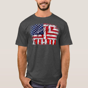 Lineman met Amerikaanse vlag voor cadeau T-shirt