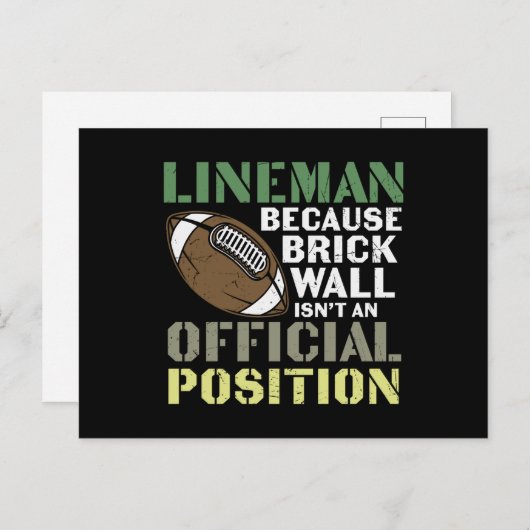 Lineman omdat Quarterbacks Briefkaart (Voorkant / Achterkant)