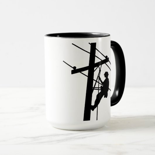 Lineman op de Mok "Pole Black Silhouette" (Voorkant rechts)