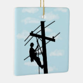 Lineman op Pole Silhouette Persoonlijk Ornament (Rechts)