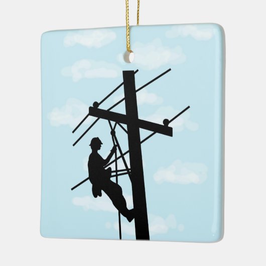 Lineman op Pole Silhouette Persoonlijk Ornament (Links)