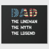 Lineman papa Myth Legend Amerikaanse vlag Cadeaupapier (Vlak)