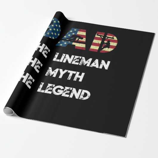 Lineman papa Myth Legend Amerikaanse vlag Cadeaupapier (Uitgerold)