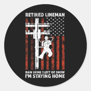 Lineman Pensioen 4 van juli Funny Novelty Man W Ronde Sticker
