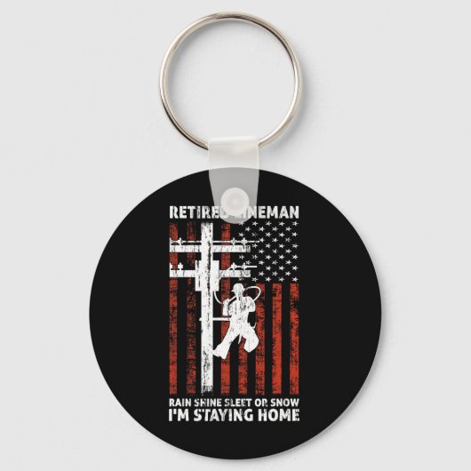 Lineman Pensioen 4 van juli Funny Novelty Man W Sleutelhanger (Voorkant)