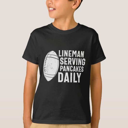 LINEMAN SERVICE PANCAKES DAGELIJKSE FUNNY FOOTBALL T-SHIRT (Voorkant)