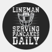 Lineman Serving Pancakes Daily Football Lineman Ronde Sticker (Voorkant)