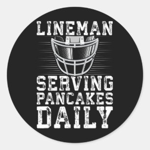 Lineman Serving Pancakes Daily Football Lineman Ronde Sticker