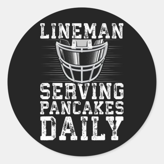Lineman Serving Pancakes Daily Football Lineman Ronde Sticker (Voorkant)